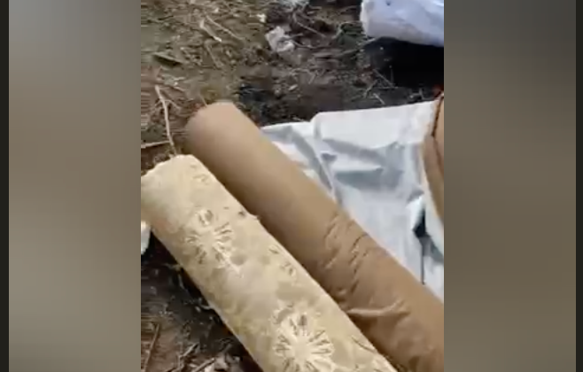 Оккупанты-мародеры пытались вывезти из Украины ковры: видео с "грузом 200"