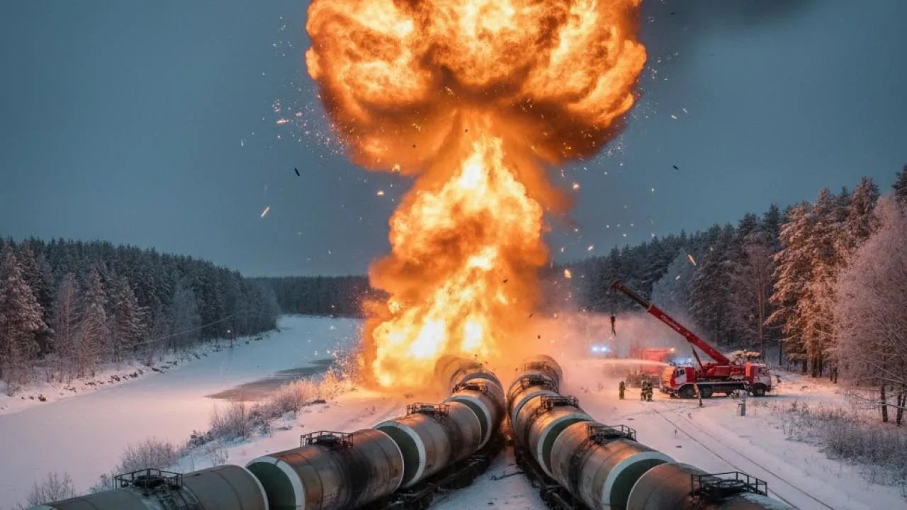 В Тамбовской области РФ прогремели мощные взрывы: сошел с рельсов поезд с цистернами бензина. Фото, видео